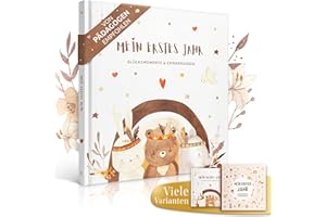 EULENTALER® Das Original Babytagebuch Boho I Von Pädagogen gestaltet I Mit süßen Waldtieren & stabilem Papier I Viel Platz für Fotos I Babyalbum Mein erstes Jahr – Geschenk zur Geburt & Babyparty