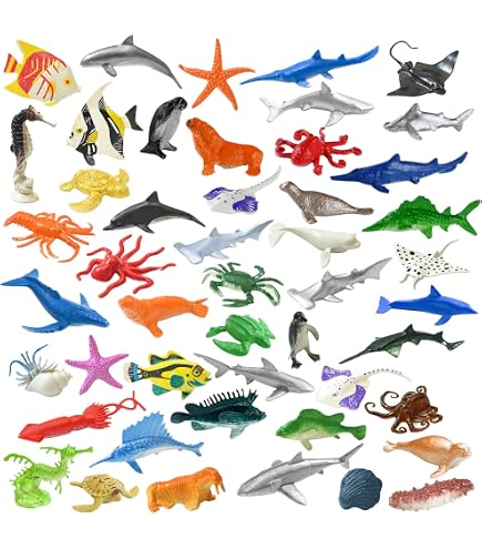 Terra by Battat – Jouets d'animaux marins – Baleine réaliste, dauphin, pingouin et plus – Créatures océaniques détaillées pour bacs sensoriels – Ensemble de vie marine avec 15 pièces – Idéal pour le