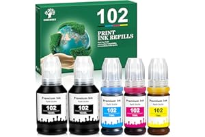 GREENSKY 102 Ink Bottles Multipack - Compatible with Epson 102 Multipack for EcoTank ET-2750 ET-2850 ET-2700 ET-2710 ET-2720 ET-2751 ET-2856 ET-3700 ET-3750 ET-3850 ET-4750 ET-4850 ET-4856 ET-15000