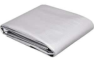 AmazonCommercial Bâche étanche multi-usage en polyéthylène, 3,6 x 4,8 m, épaisseur 16 MIL, Argenté/Noir, Lot de 1
