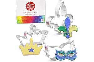 ANN CLARK COOKIE CUTTERS Formine per Biscotti Stampi Mardi Gras 3 Pezzi, Prodotto negli Stati Uniti da Ann Clark, Maschera, Corona, Fleur de Lis