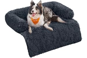Feandrea FluffyHug Pluszowe legowisko i koc dla psa, ochraniacz na kanapę, mata dla psa, rozmiar XL dla średnich i dużych psów, 110 x 95 x 18 cm, ciemnoszary PGW223G02