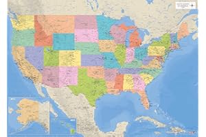 EMPIREPOSTER Poster géant XXL - Carte USA avec tous les États - Poster éducatif échelle 1:3,325 millions - 140 x 100 cm version anglaise