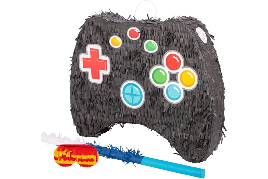 Fax Potato Game Controller Pinata, Blue Buster Stick and Blindfold Set (W50 x D10 x H41cm) Fill Your Own Kids Large Party Supplies Themed Birthday Fun Decoration Pinata for Kids Parties & Games