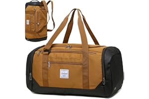 Laripwit Reisetasche Herren 40L Mittelgroß Sporttasche mit Schuhfach und Nassfach Weekender Travel Tasche Rucksack für Reisen Duffel für Damen, Braun