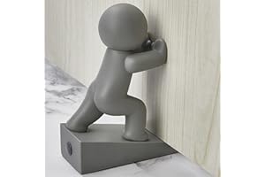 OMOOJEE Cute Door Stopper, Decorative Door Stop, Protects Your Floors, Gray, 1 Pack (Patented)