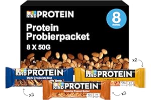 ‎BE-KIND BE-KIND PROTEIN Riegel Probierpaket, Mit 3 Sorten: Crunchy Peanut Butter, Dark Chocolate Nut, Caramel Nut, 8 x 50 g