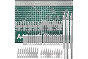 SENSOUSONG Craft Cutting Stencil Knife Set and A4 Cutting Mat Set, Art & Craft Blade Cutting Exacto Knifes Cutting Rulers Tools for Paper, Modelling - 65pcs