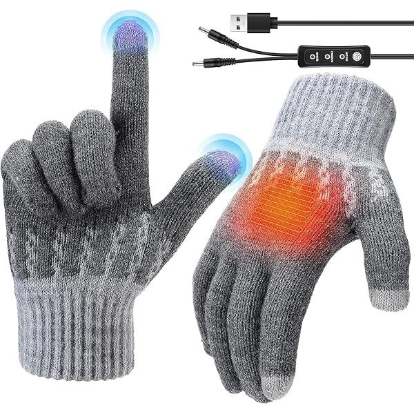 Gants Chauffants USB Pour Hommes Et Femmes - Tactiles, Tricotés Et Réglables (3 Températures)