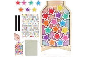 ARONRAVE Vaso de recompensa para niños, con 28 Estrellas, para el hogar, la Escuela y el Aula Bote de recompensas para niños Tarro recompensa magnetico Tarro recompensas niños