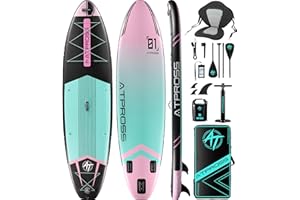 ATPROSS 11'6"x35" Inflatable Stand Up Paddle Board 450LBS Weight Capacity Extra Wide Non-Slip Stable Deck Adult SUP,Premium Accessories Kit & Backpackfor Yoga, Fishing, Surf