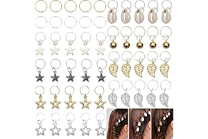 CAILIYA 50 Pcs Accessori Capelli, Anelli per Capelli, Anelli a Treccia di Capelli Metallo Polsini per Capelli Rame Capelli Dreadlock e Ciondoli Pendenti Molletta Accessori per Archetto (Oro, Argento)