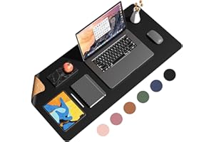 YSAGi Schreibtischunterlage, Mauspad aus Naturkork und Leder, 90x43cm Rutschfeste Schreibunterlage, Cork, Wasserdicht, Beidseitig Verwendbare Schreibtischmatte für Büro und Zuhause (Schwarz)