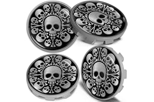Biomar Labs 4 x 68mm Wheel Centre Alloy Hub Center Caps Hubcaps Compatible with Part Number 36136783536 Skull Bones Silver CBS 2
