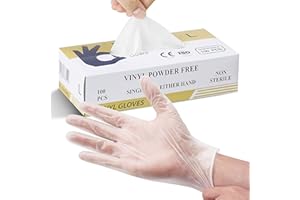 SPLASHES & SPILLS Multi-Purpose Vinyl Gloves, Powder , Disposable, Extra Strong - Box of 100 - Size L