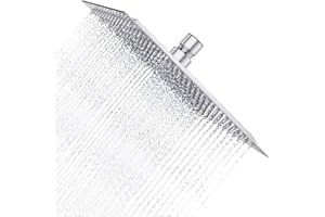 Derpras Square Rain Shower Head 304 Stainless Steel Ultra Thin Powerful High Pressure Top Spray Bathroom Rainfall Showerhead (Brushed Nickel) (10 Inch,196 Jets)