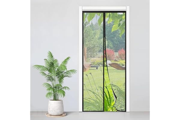Moustiquaire Porte Fenetre Magnetique 140x210cm, Bonne Qualité Rideau de Porte Antimoustique, Sans Perçage, Installation Facile, Convient aux Balcons, Caves et Chambres, Noir