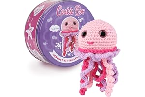 Cookie Box Crochet Kit for Beginners - Learn to Crochet Amigurumi Stuffed Animals - Gift - for Kids (15+) and Adults - Beginner-Friendly Yarn - Stitch-by-Stitch Video Tutorial - Jellyfish Jenny