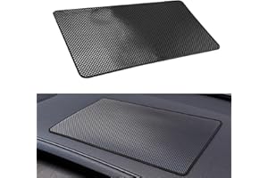ROHMERIQUE 1 Pack 27x15cm Non-Slip Car Dashboard Mat PU Anti-Slip Grip Pad Multi-Purpose Holder for Phone Sunglasses Keys Heat-Resistant Residue-Free Mesh Texture For Driving Use (Black)