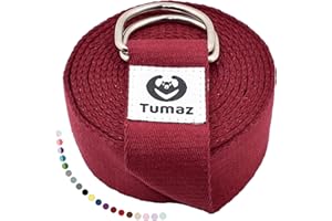 Tumaz Yoga Strap/Yoga Belt, Home Workout, Daily Stretching with Extra Safe Adjustable D-Ring Buckle, Durable and Comfy Delicate Texture