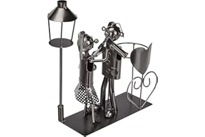 ito electronics Laterne Flaschenhalter LIEBESPAAR Tanzpaar Hochzeit Geschenk Herz Weinflaschenhalter Weinständer, Tanzpaar unter Laterne, Silber, Maße (L x B x H): 23 x 10 x 33 cm (mit Flasche)