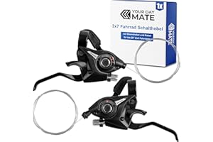 YOUR DAY MATE Levier de changement de vitesse pour vélo avec indicateur de vitesse 3x7, 1 set, en noir, levier de frein avec câble de frein jusqu'à 28" pouces vélos, changement de vitesse 7 x 3 vitesses pour VTT