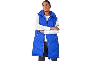 Roman Originals Quilted Gilet with Hood for Women UK Ladies Sleeveless Coat Hooded Jacket Padded Bodywarmer Winter Lightweight Warm Autumn Funnel Neck Longline Soft Bubbly