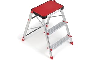 VIEIRA HOME Escalera 3 peldaños Aluminio Plegable Ligera Cocina multifuncion - Hecho en EU