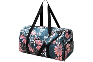 Jadyn B Torba weekendowa – 56 cm / 52 l torba sportowa z kieszenią na buty, granatowy z kwiatowym wzorem, Einheitsgröße