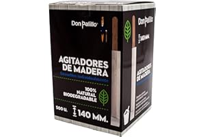 DON PALILLO - 500 Agitadores de madera para café desechables. Envueltos individualmente. De 14 cms de longitud. Ideales para café, cócteles, bebidas refrescantes... (1)