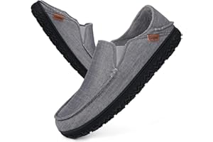 LongBay Herren Microsuede Mokassin Hausschuhe mit rutschfester Gummisohle Memory Foam Flauschige Hausschuhe mit verstellbaren elastischen Gores