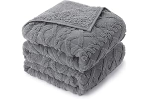 DREWIN Queen-Size-Gewichtsdecke, 6,8 kg für Erwachsene, 152,4 x 203,2 cm, 3D-stilvolle Jacquard-Gewichtsdecken für Schlafsofa, gemütliche, warme Sherpa-Überwurfdecke zur Beruhigung und Entspannung, Grau