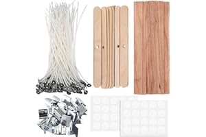 MCBLAST 100 Pz Stoppini per Candele in Legno, 20cm Stoppini in Legno per Candele, Stoppino per Candela con 20 Basi in Metallo per Realizzare Candele Fai Da Te Artigianali, Stoppino di Legno per Candele