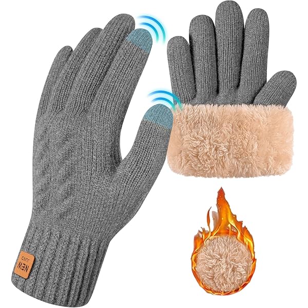Long Keeper Winterhandschoenen voor dames heren dames thermische warme handschoenen dik gevoerd fleece sneeuw gebreide handschoen konijnenbont zachte dameshandschoenen & wanten, Kaki, Eén maat