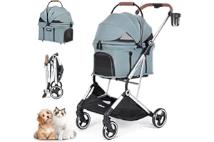 Beberoad Pets T3 Pro 3 en 1 Perro Gato Cochecito para Perros Pequeños y Medianos Gatos, Plegable Ligero Transportador Extraíble Pet Gear Viaje Carrito de Perro Verde