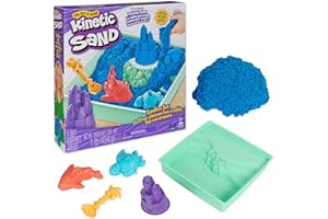 Kinetic Sand - Set Sandbox: con Arenero, 454 g de Arena Mágica Azul y 4 Accesorios - Kit Manualidades Niños - 6067478 - Juguetes Niños 3 Años +
