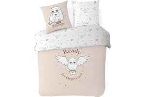 SAHINLER CRÉATEUR D'UNIVERS Warner - Housse De Couette Harry Potter Hedwige 220x240 cm + 2 taies d'oreillers 63x63 cm - 100% Coton - Ecru…