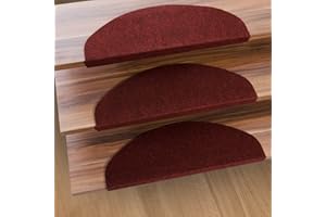 casa pura Stair Carpet Pads - Stair Treads | Adhesive Stair Pads | Non-Slip Stair Covers | Durable Polypropylene edging | Red, 15 Piece Set (23 x 65 cm)
