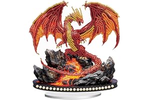 JISHSHAY Diamond Art Desk Ornaments Diamond Painting Desktop Decoration Gem Art Table Top Decorations Gem Painting Table Ornaments Mosaic Kits for Adults Desk Top Kits with Special Shape Dragon