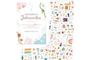‎BIROYAL BIROYAL 12 Blätter Jahreszeiten Sticker Set - über 500 Scrapbook Sticker für Fotoalbum Bullet Journal Zubehör Deko - DIY Scrapbooking Aufkleber für Kinder Erwachsene Basteln Geschenke (17 x 24 cm)