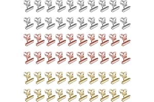 Yoirzit 60 Pezzi Clip in Metallo, Fermacarte Clip Bulldog con Forte Molla 22mm Clip per Lettere in Metallo Morsetto per Graffette Piccole per File Borse per Alimenti Foto