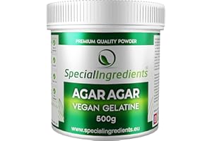 Special Ingredients Agar agar en poudre 500 g qualité supérieure - Idéal pour les végétaliens et végétariens, sans OGM, sans gluten - emballage recyclable