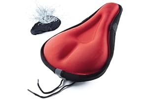 Arikaree Coprisella Bici Gel Alta Densitá 90Gr Coprisellino Imbottito Morbido Copri Sella Professionale Universale Supporto Pedalare Sellino Cyclette Bicicletta Bike Ciclismo Uomo Donna (Red)