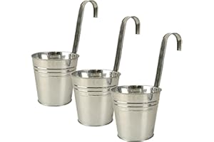 K7plus 3er Set Hängetöpfe Zink Balkon Blumentopf hängend Balkontopf Pflanztopf zum hängen aus Metall in verschiedenen Sommerfarben (3 x Silber)