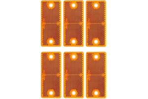 Woola Screw Reflector,6 Pack Rectangular Amber Side Reflector Trailer,Size 90x40 mm Cat Eye Orange Reflectors Caravan Gate Post Fence