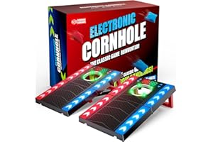 ‎JOFUNI Cornhole Spiel Outdoor Innenbereich, Elektronisch Cornhole mit Musik & Licht, Automatischer Punktzählung, Innenbereich & Camping Spiele, Geburtstags Teenager von 8-12+