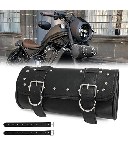 Borsa Per Manubrio Moto APEBAZY - In Pelle PU, 2 Cinghie Di Fissaggio, Universale - Foto 5