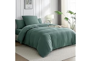 ‎JELLYMONI JELLYMONI Bettwäsche 135x200 Baumwolle Bettwäsche-Sets Dunkelgrün Oeko-Tex 100% Gewaschene Baumwolle Bettbezug mit Reißverschluss und Kissenbezug 80X80 mit Umschlag Bügelfrei Weich 2-Teilig