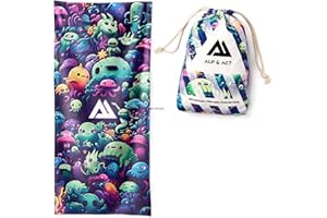 ALP & ACT Strandtuch XXL 200x90 cm - 100% recycelte Mikrofaser - EXTRA LEICHT & schnelltrocknend - großes Microfaser Handtuch für Urlaub & Strand - Badetuch inkl. Baumwollbeutel - bunt