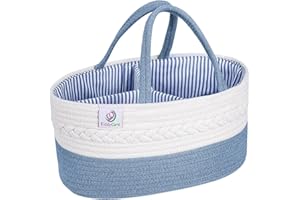 KiddyCare Organizador Pañales para Bebés - Cesta Bebé con 3 Compartimentos Intercambiables y Extraíbles - Organizador Armario Bebé - Ideal como Cesta Regalo Bebé Recién Nacido [Azul, Tamaño Mediano]